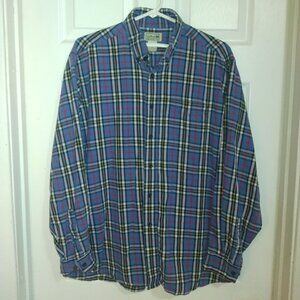 L.L. Bean Red/Blue Scotch Plaid Lightweight Cotton Flannel Shirt